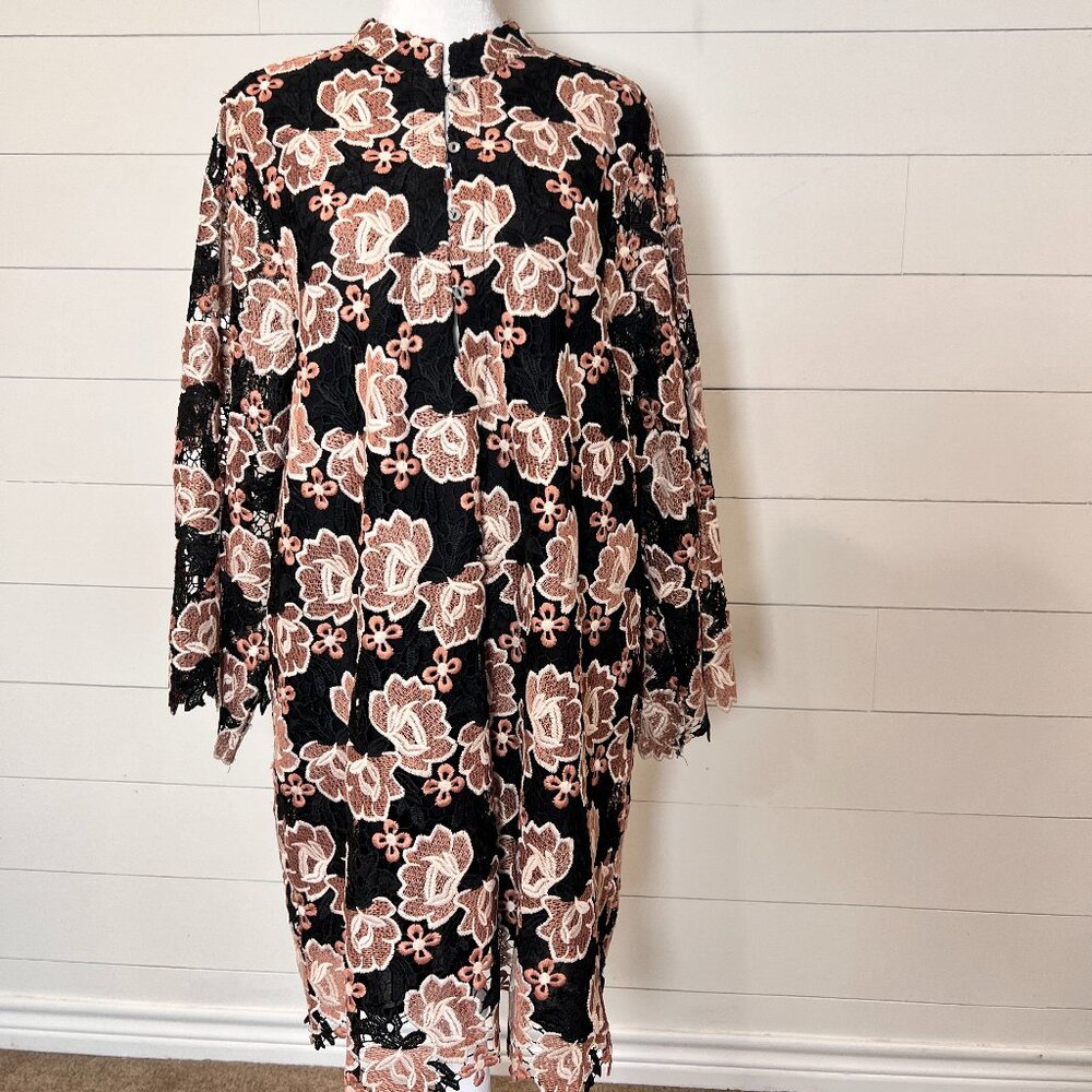 J.Marie Black & Tan Floral Lace Dress Size L